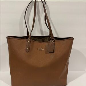 Coach Tan Leather Tote Bag- Reversible
